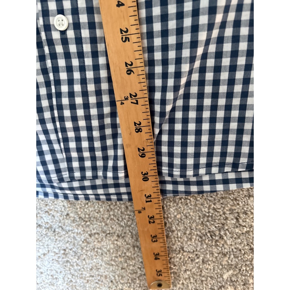 Mens XXL Stretch Button Down Shirt Gingham Short Sleeve Cotton Blend Blue Sonoma - Picture 5 of 7